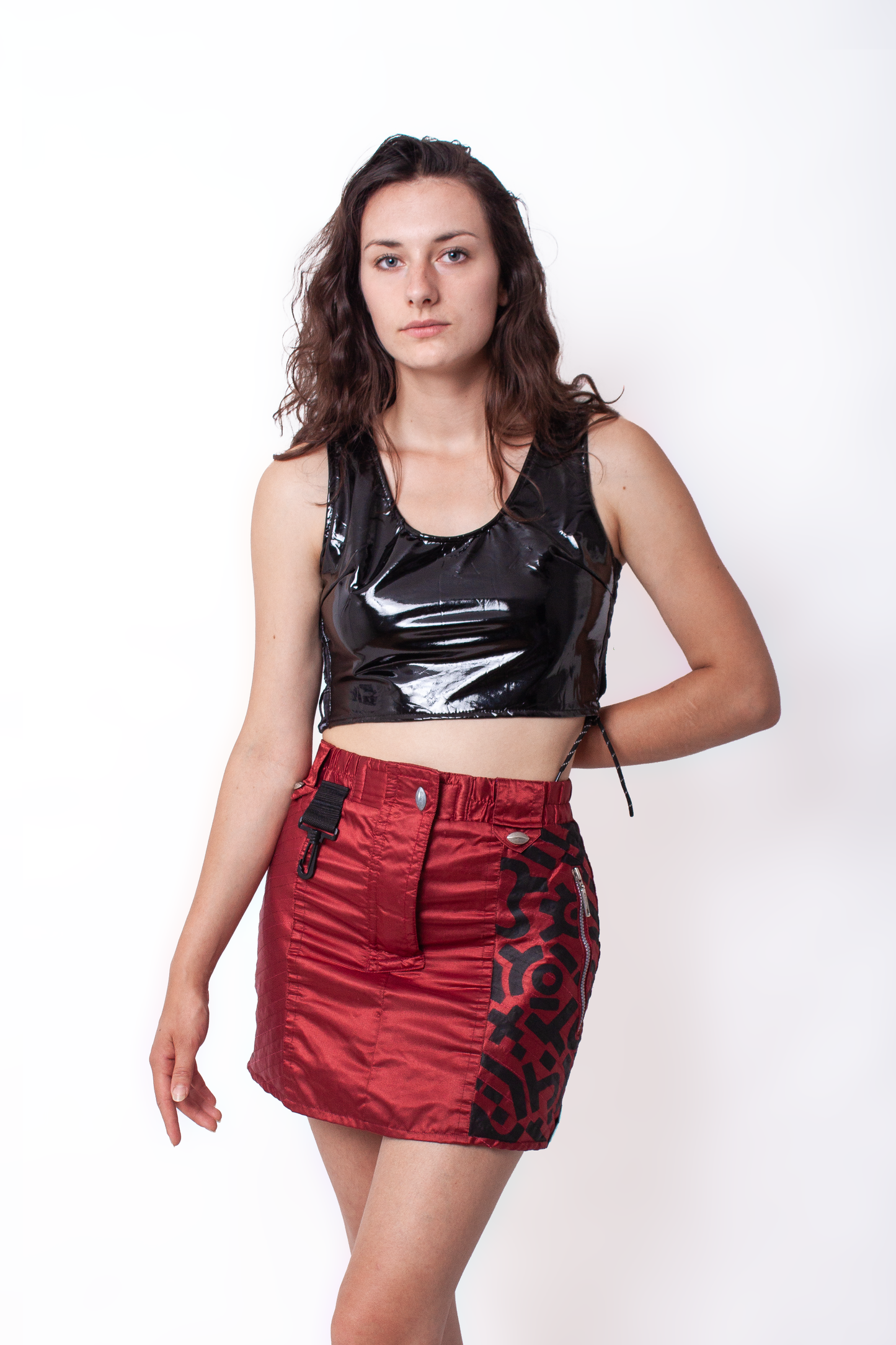 Black pvc crop top