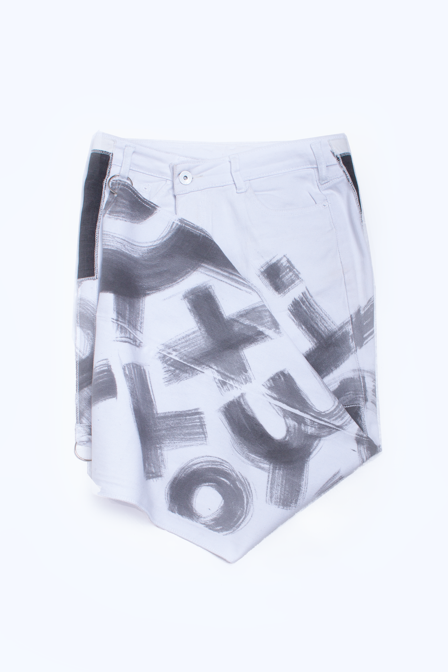 Long adjustable white script Skirt