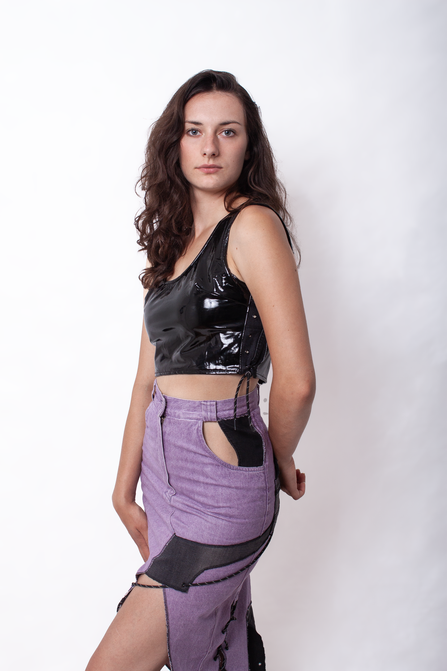 Black pvc crop top