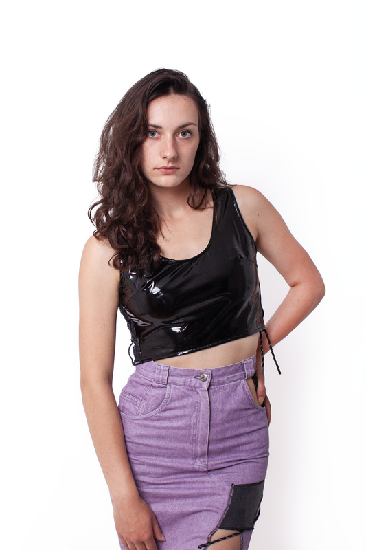 Black pvc crop top