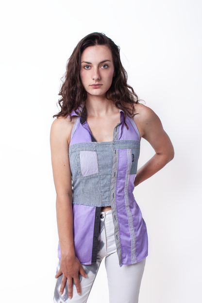 Purple denim corset