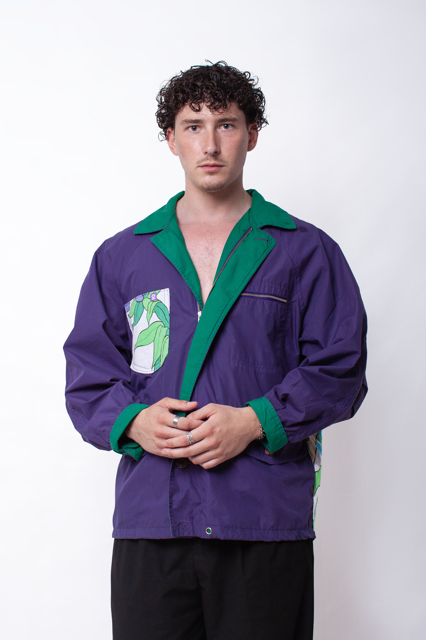 Purple and green windproof Dino Jacket