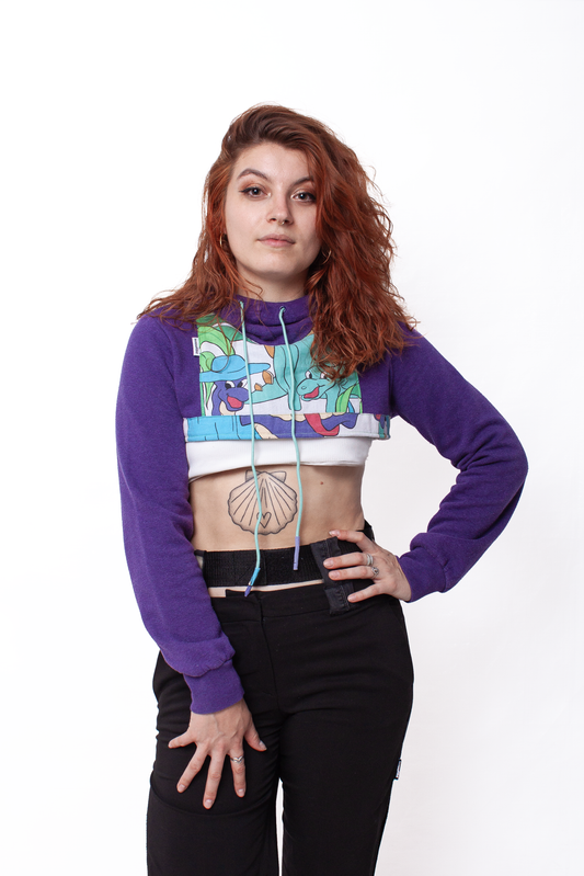 Purple dinosaur crop Sweatshirt