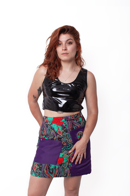Purple and flowers quilted Skirt