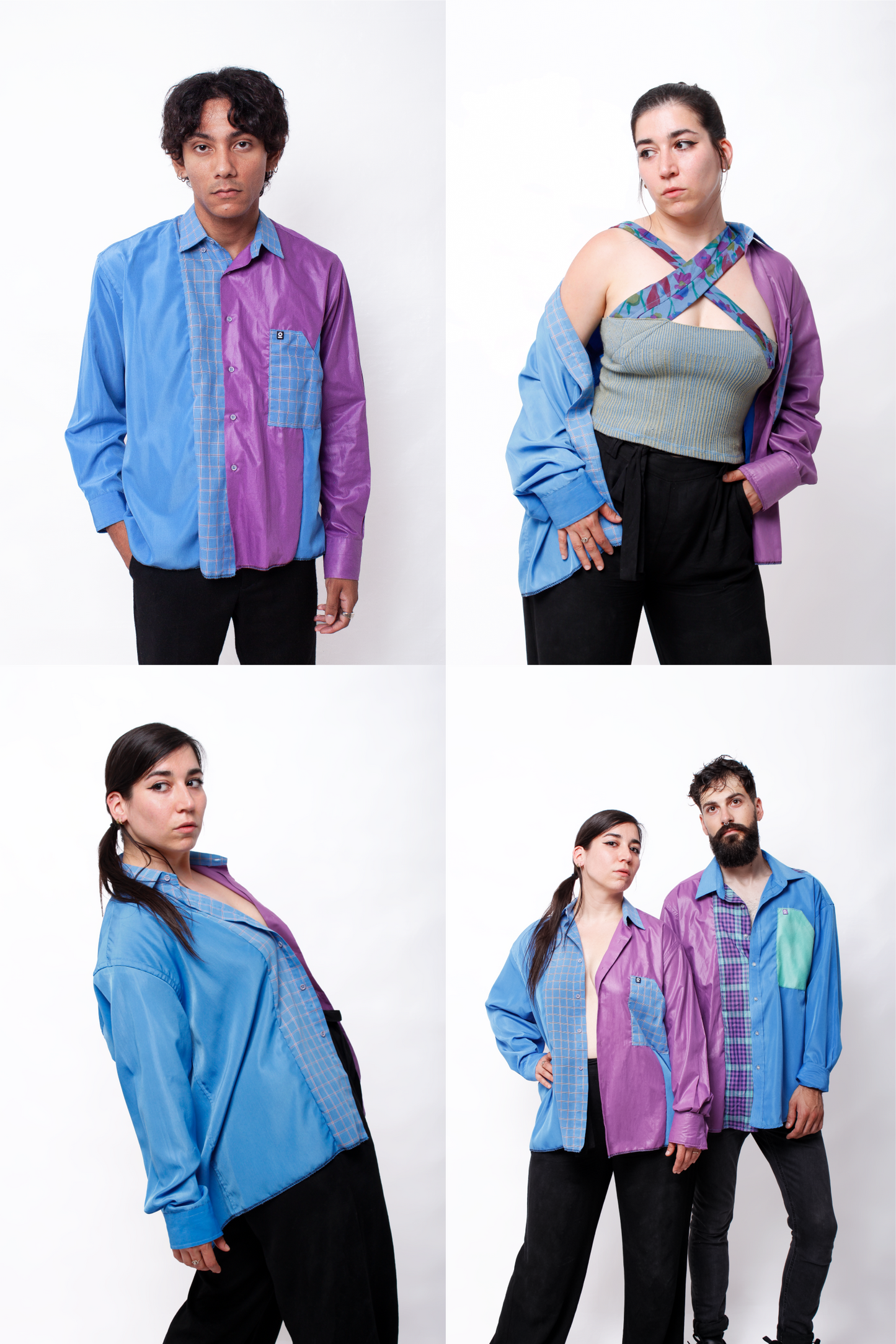 Blue and purple asymmetric Shirt