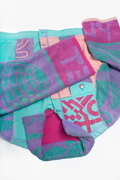 Turquoise, purple and pink terry cloth jacket