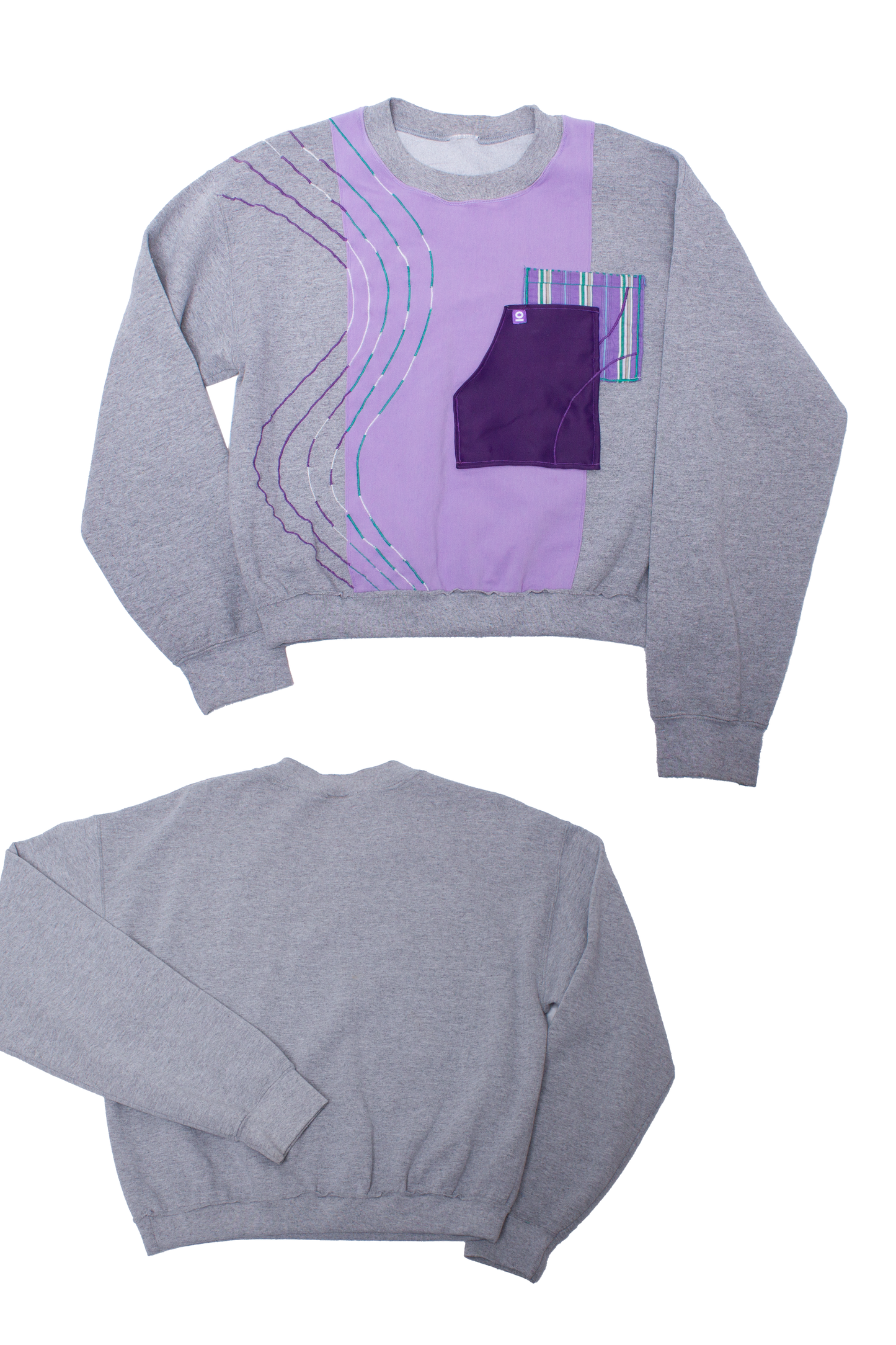 Grey and purple embroidery Sweatshirt
