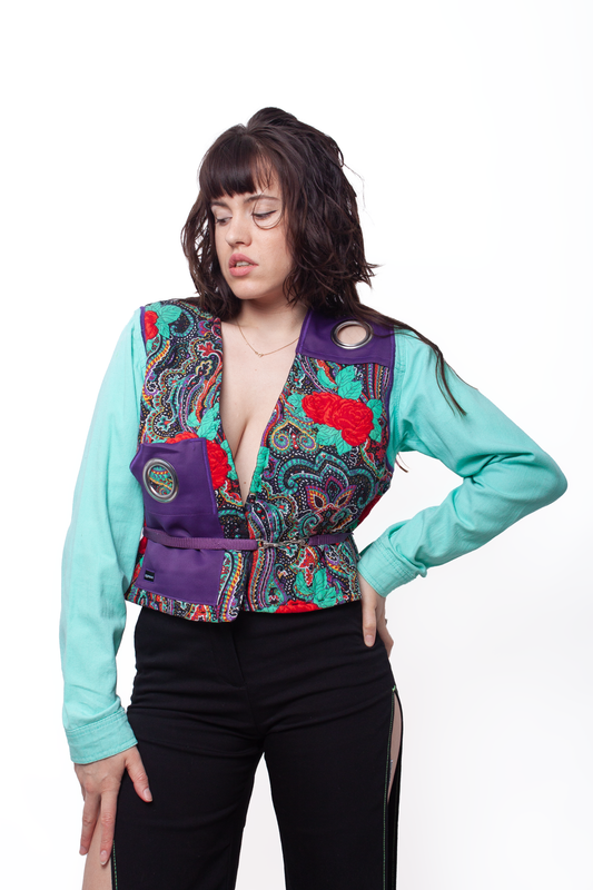 Floral turquoise and purple tailored Jacket