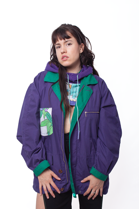 Purple and green windproof Dino Jacket