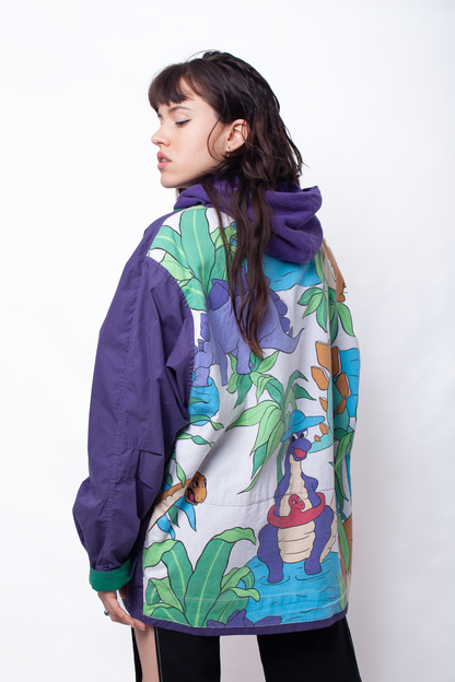 Purple and green windproof Dino Jacket