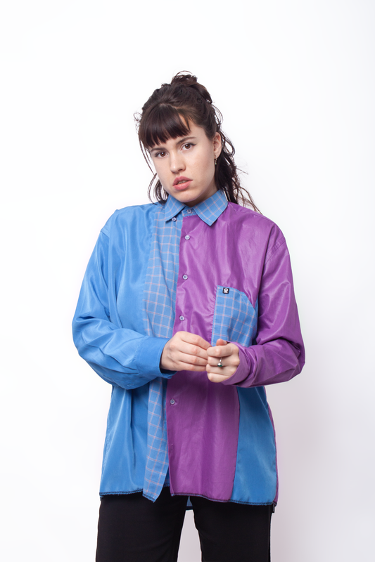 Blue and purple asymmetric Shirt