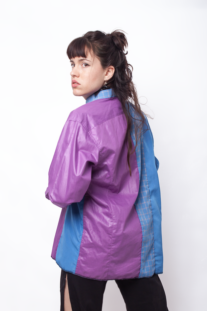 Blue and purple asymmetric Shirt