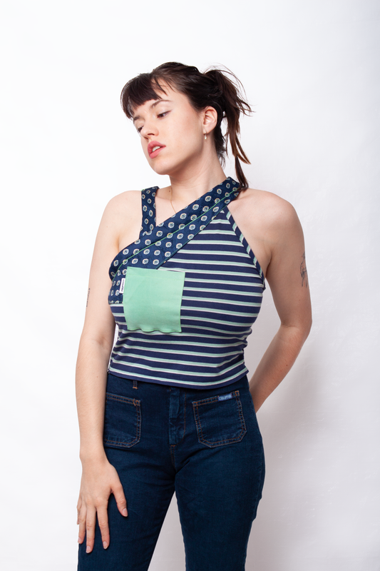 Tie striped Top green and blue