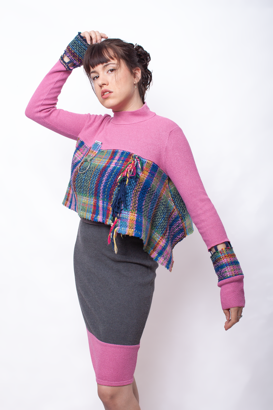 Pink wool tartan sweater