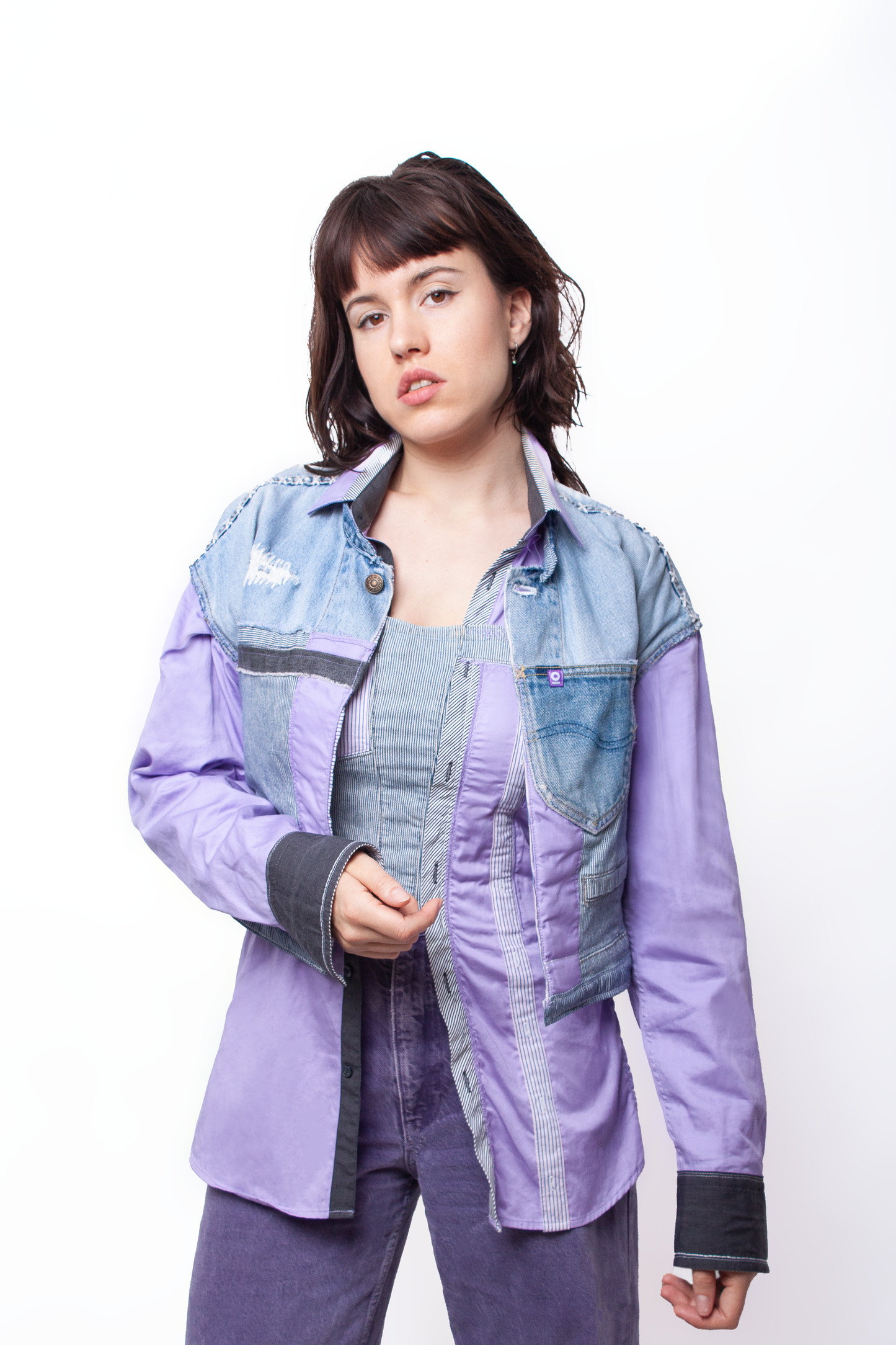 Revers mauve patchwork jacket