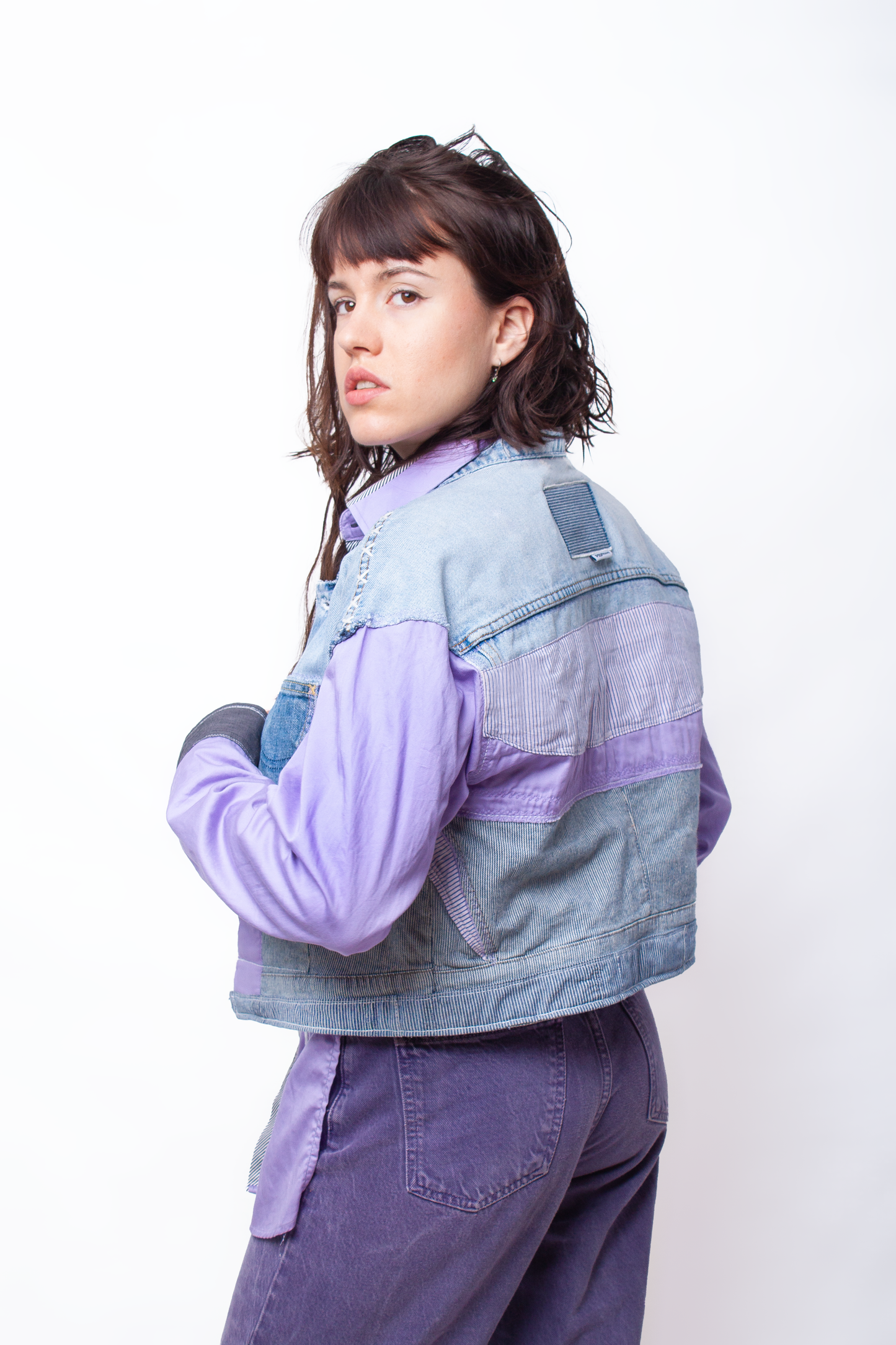 Revers mauve patchwork jacket