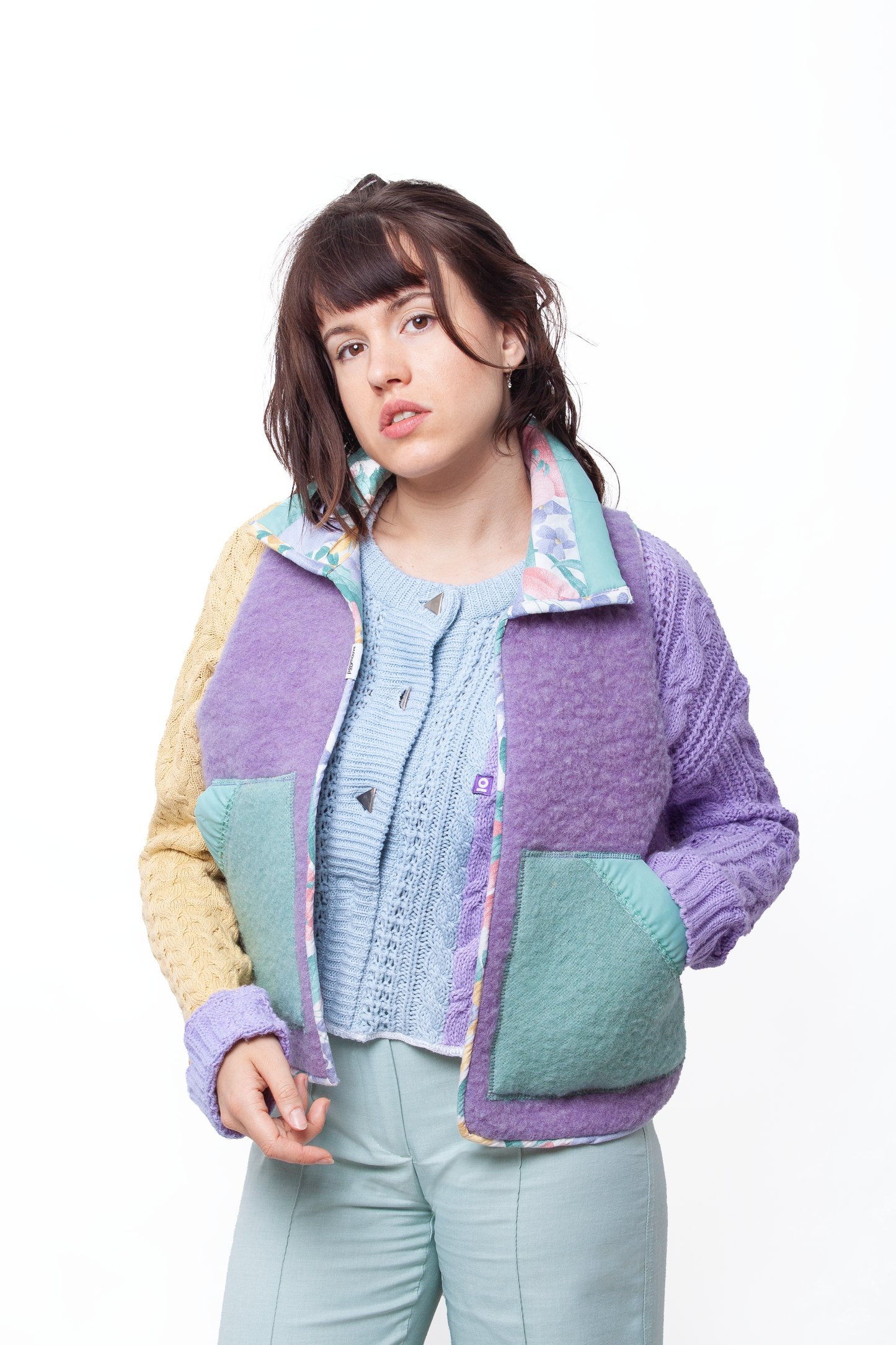 Pastel purple woolen sleevless vest