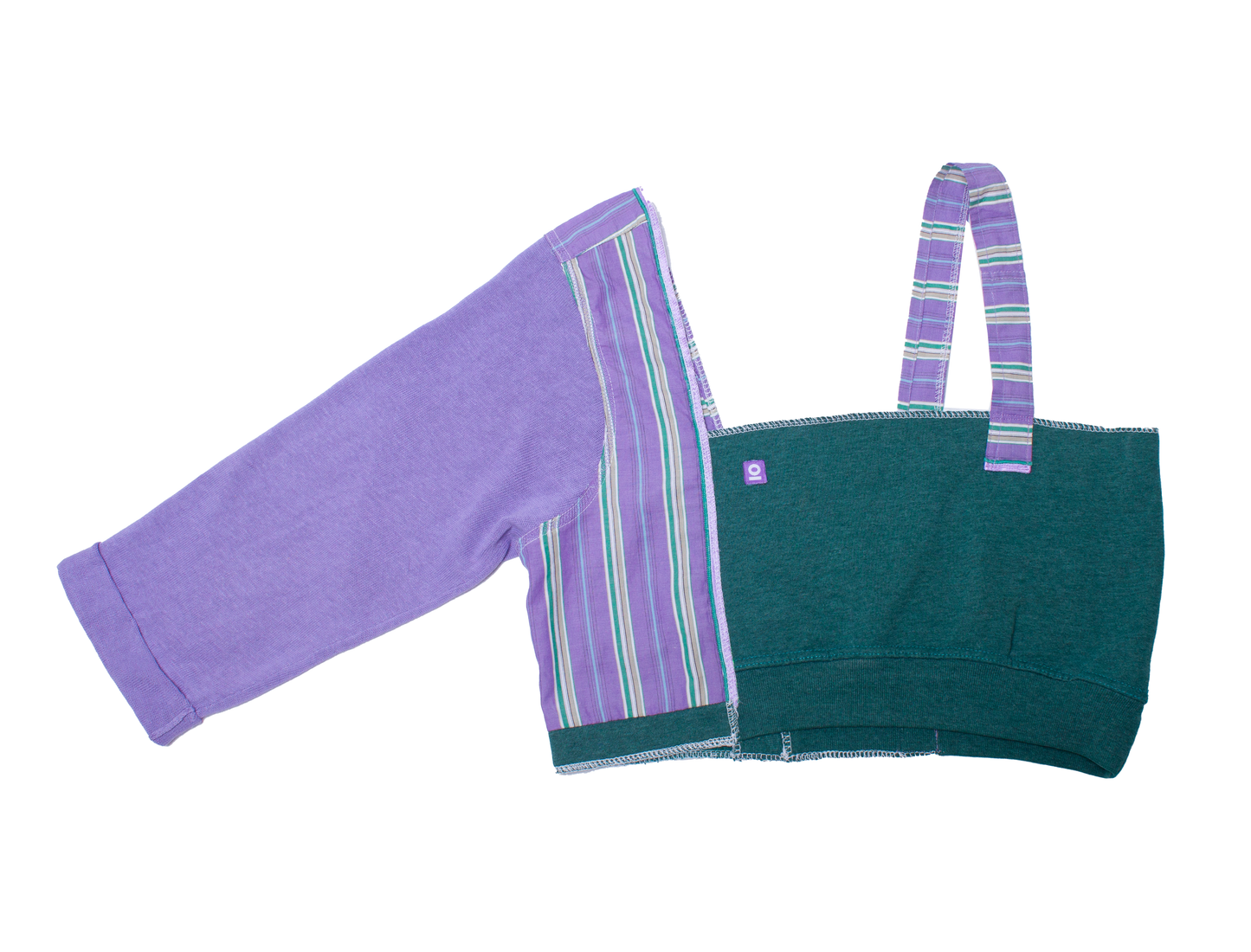 Green and purple asymmetric  crop Top