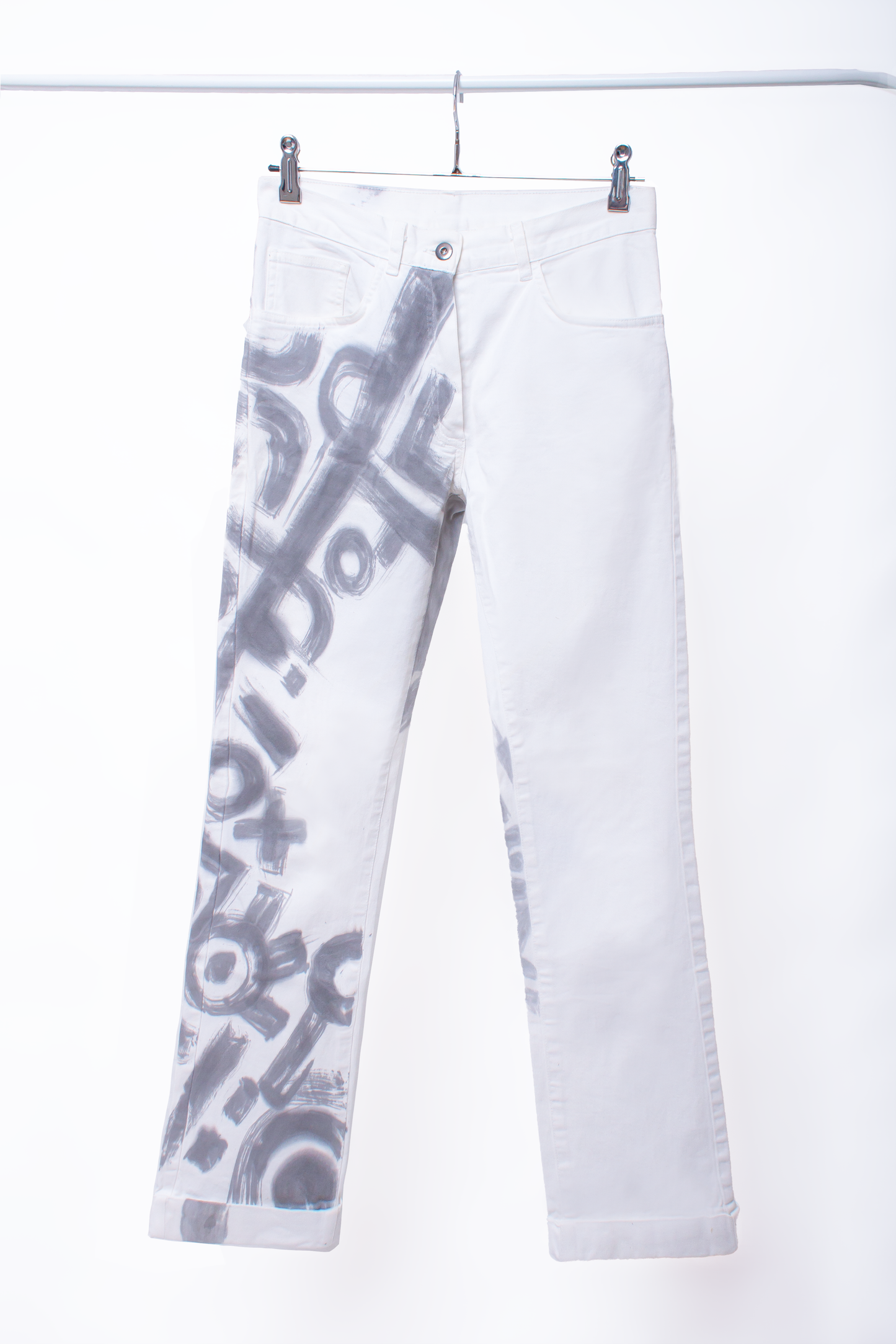 White script pants