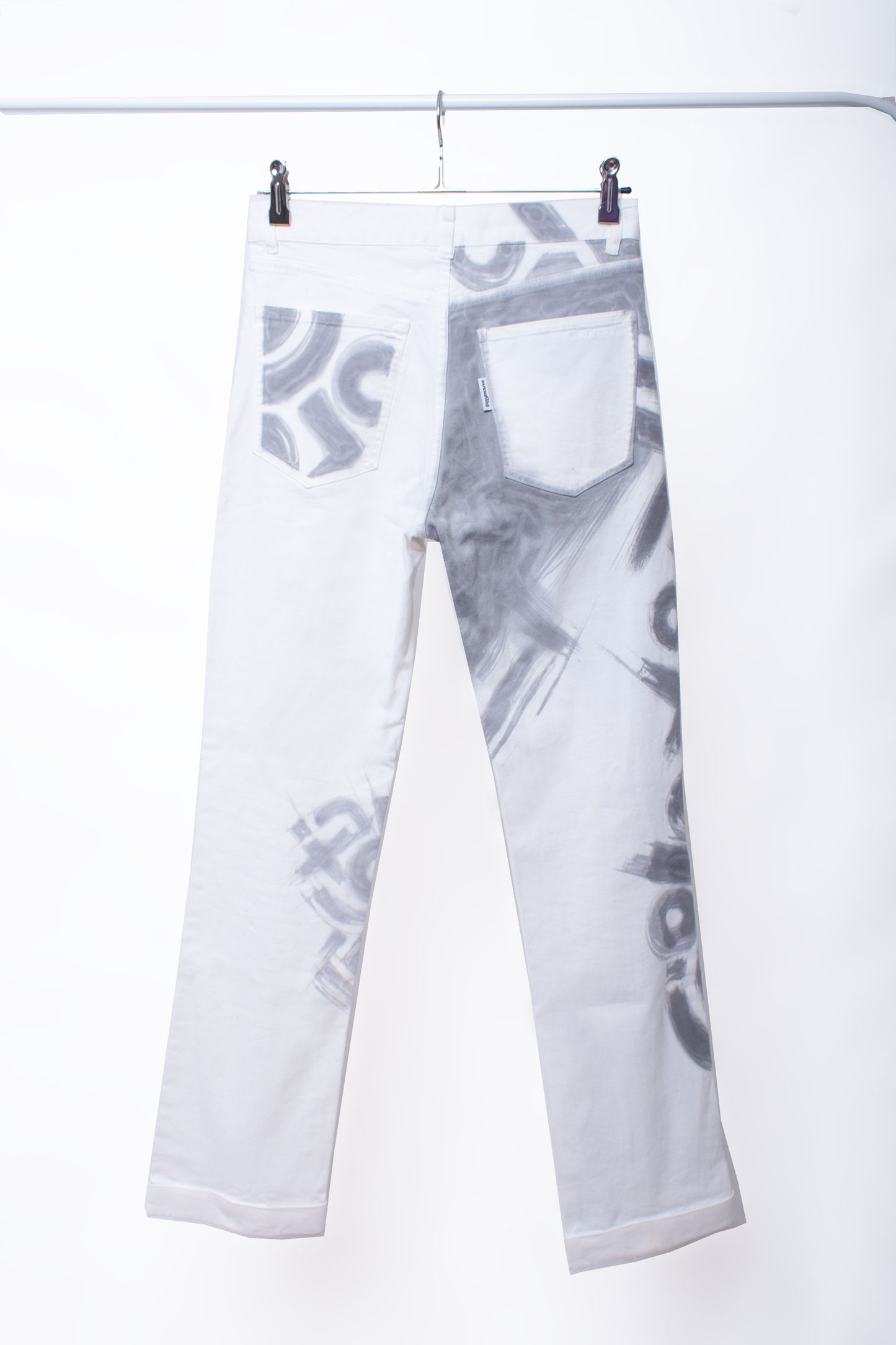 White script pants