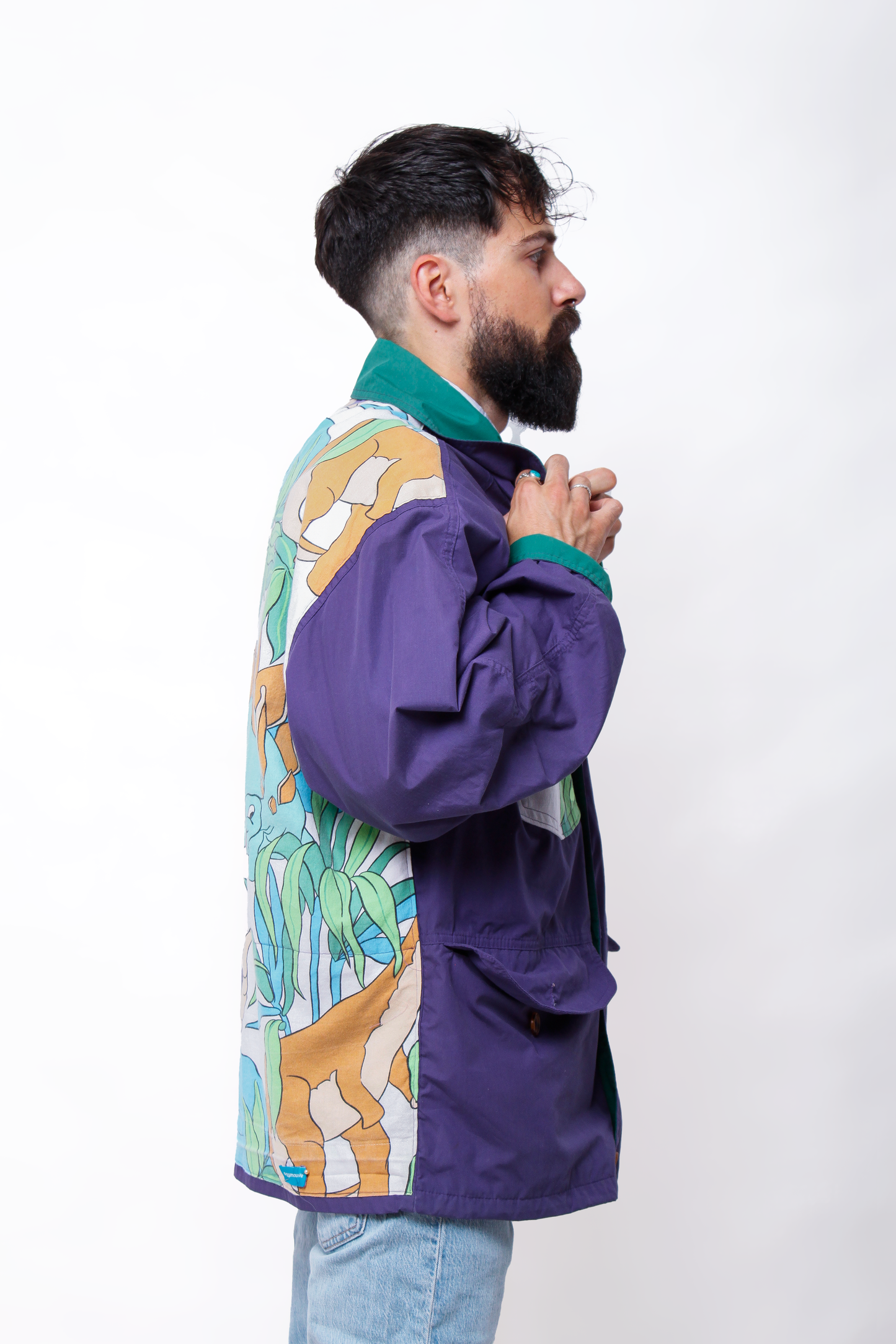 Purple and green windproof Dino Jacket