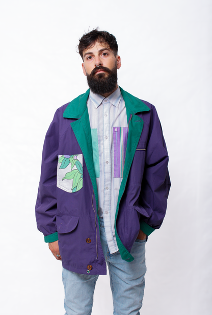 Purple and green windproof Dino Jacket