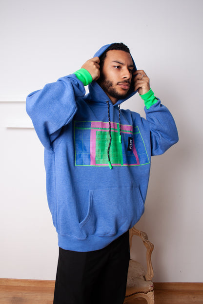 Sweat Memphis bleu et vert fluo